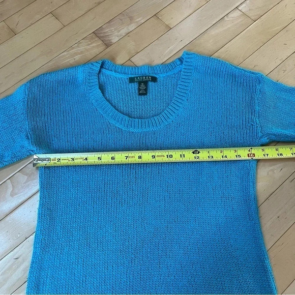 Lauren Ralph Lauren Sweater Women's Medium Blue Loose Knit 3/4 Sleeve Pullover - Picture 6 of 8
